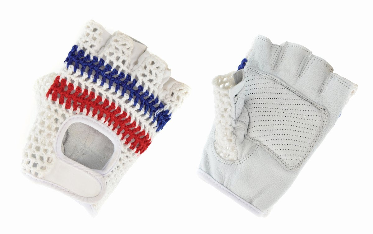 Agu classic - fietshandschoenen - vingerloos - unisex - wit - l - polyester breiwerk - schuimvulling - klittenbandsluiting