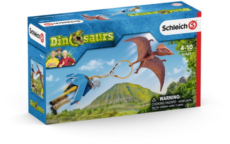 Dinozaury Schleich - pogoń za plecakiem odrzutowym - zestaw figurek - zabawki dla dzieci dla chłopców i dziewcząt - od 5 do 12 lat - 7 części