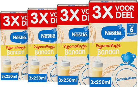 Nestlé Piżama Kaszka Bananowa - żywność dla niemowląt 6+ miesięcy - gotowa do użycia - 4 sztuki 3 x 250ml