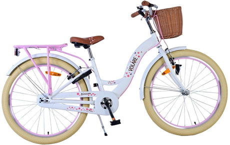 Rower dziecięcy Volare Blossom - dziewczęcy - 24 cale - biały - dwa hamulce ręczne