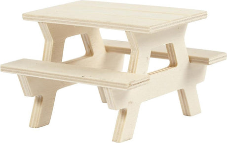 Firma Creativ https: www.cchobby.nl Ławka piknikowa-wys.-5-5-cm-dł-8-cm-szer.8-cm-1-szt.