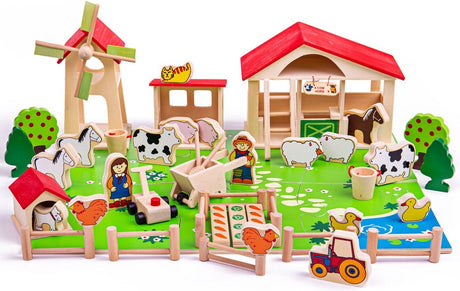 BigJigs Wooden Play Farm z akcesoriami, 48dlg.
