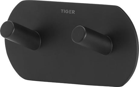 Tiger Rondo - wieszak na ręcznik podwójny - wieszak na ręcznik - bez wiercenia - taśma 3m - samoprzylepny - czarny mat