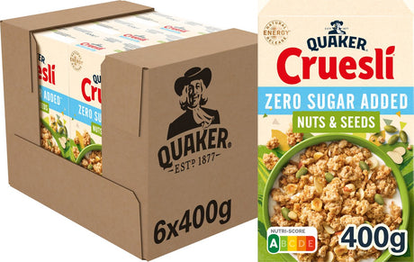 Quaker cruesli nasiona orzechów bez dodatku cukru - płatki śniadaniowe - 6 x 400 gramów