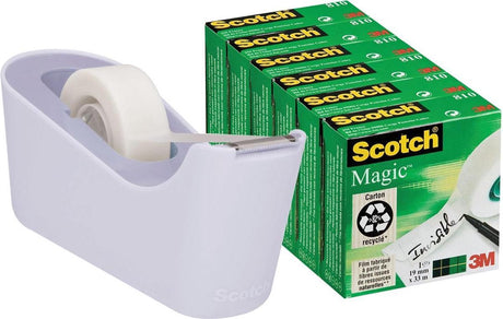 Uchwyt na taśmę klejącą Scotch c18 lawendowy + 6 rolek magicznej taśmy 19mmx33m