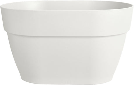 Most kwiatowy Elho vibia campana 40 - donica do balustrady balkonowej - 100% plastiku pochodzącego z recyklingu - ø 39,0 x wys. 22,0 cm - jedwabiście biały