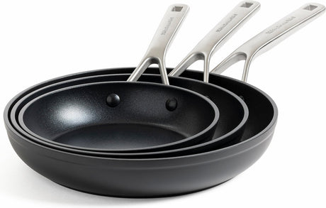 Zestaw patelni Kitchenaid z kutego, hartowanego aluminium, 3-częściowy, 20 cm - 24 cm - 28 cm
