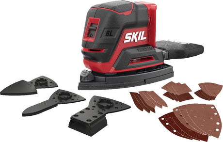 Skil borstelloze accu multischuurmachine - 20v - schuurmachine - handpalmschuurmachine - 3 schuurhulpstukken 24 schuurpapier vellen - zonder accu oplader