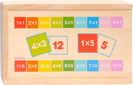Drewniana zabawka edukacyjna do domina matematycznego Topbright, 81 elementów.