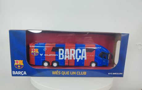 Zabawkowy autobus Van der Meulen FC Barcelona w skali 1:50 czerwony.