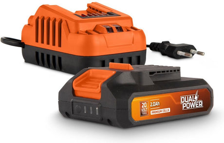 Zestaw ładowarek Powerplus dual power powdp90620 - akumulator 20v, 2,0ah - do urządzeń 20v - ładowarka 2a - do akumulatorów 20v 2x20v - platforma akumulatorowa