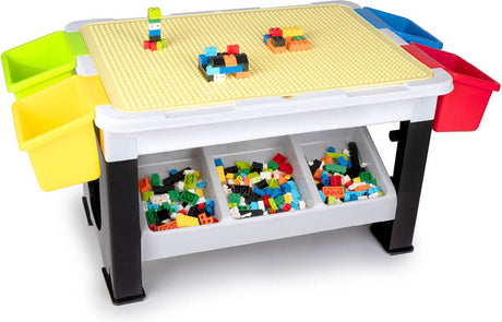 Eddy Toys 300-częściowy zestaw zabawek - stół do zabawy: 48 x 35 x 31 cm - 291 klocków - miejsce do przechowywania - plastik