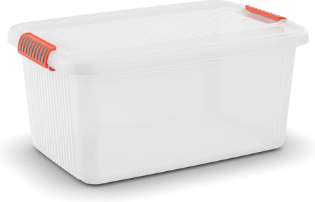 Kis k zatrzask box l - pojemnik do przechowywania z pokrywką - 43l - 59x39x28 - przezroczyste pomarańczowe klipsy
