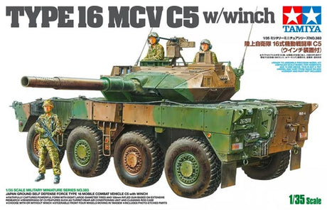 Zestaw do budowania modeli pojazdów wojskowych Tamiya - 35383 jgsdf type 16 mcv c5 z plastikową wyciągarką - 1:35 - modelarstwo