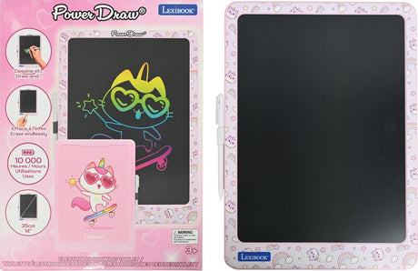 Lexibook 14-calowy wielokolorowy tablet E-Ink do nauki i rysowania z szablonami i piórem do rysowania