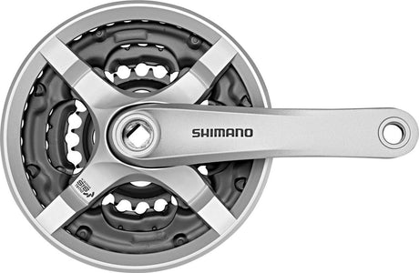 Mechanizm korbowy Shimano 6 7 8-biegowy tourney fc-ty501 z ramieniem korby 170 mm 42 x 34 x 24t z osłoną łańcucha - srebrny