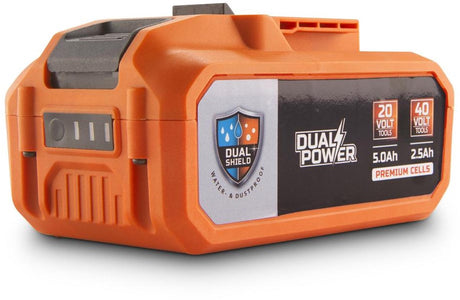 Powerplus podwójny akumulator wodoodporny i pyłoszczelny powdp90370 - 2x20v, 5.0ah, 2.5ah - akumulator do urządzeń 20v 40v - wskaźnik zasilania LED - platforma akumulatorowa