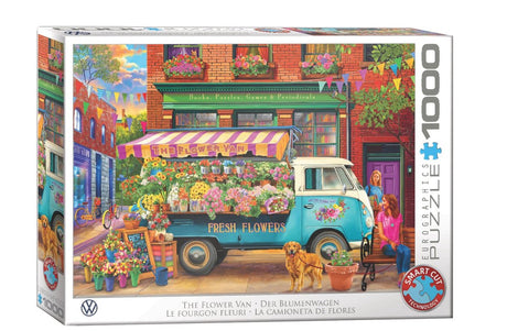 Eurographics volkswagen - furgonetka z kwiatami - ilustracje bigelow - 1000 elementów 68×48cm (szer.×wys.) - układanka