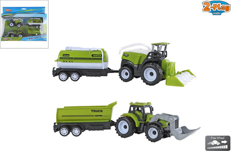 Traktor 2-zabawowy i kombajn z 2 przyczepami z wolnym kołem 24cm