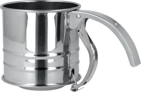 Metaltex - sito do mąki - sito do mąki - cukier puder - zawartość 225g - stal nierdzewna - można myć w zmywarce - zacisk uchwytu
