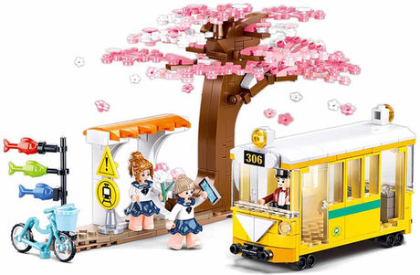 Zabawki do budowania przystanku tramwajowego dla dziewcząt Sluban Dream dla dzieci od 6 lat - budowanie modeli zabawek - pudełko do budowania z 347 klockami i 3 minifigurkami - m38-b1018