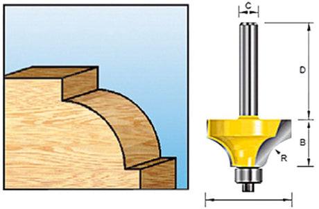Frez Makita d-11324 Frez ćwierćokrągły + łożysko s 8mm 22,23x9,53mm r4,76