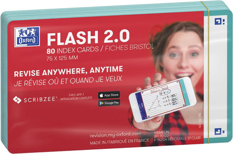 Oxford flash 2.0 - fiszki - puste - a7 - miętowo-zielone obramowanie - 80 sztuk