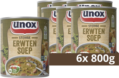 Zupa Unox w puszce - pożywna grochówka - gotowa w mgnieniu oka i wystarczająca na więcej niż 3 miski zupy - 6 x 800 ml