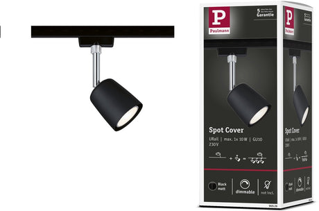 Paulmann urail spot cover max. 1x10w gu10 zwart mat chroom 230v metaal kunststof
