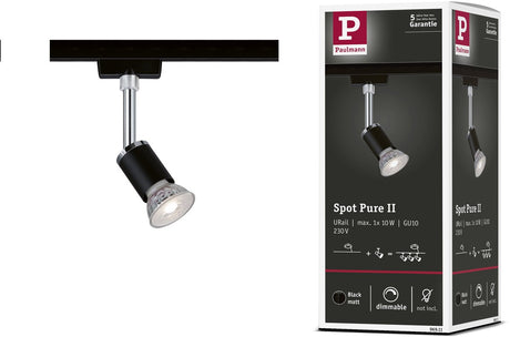 Spot do szyny Urail Paulmann pure ii oddzielny punkt gu10 max. 10W ściemnialna 230V czarna matowa