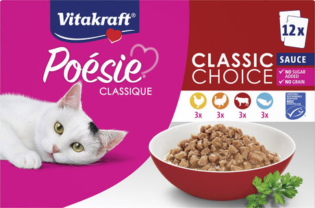 Opakowanie zbiorcze Vitakraft poésie classique - mokra karma - mięso rybne - 5 opakowań 12x85 gr