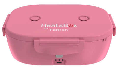 Faitron go light - heatsbox - elektryczne pudełko na lunch - stal nierdzewna - podgrzewany pojemnik na lunch - na gorące posiłki - różne przegródki - z aplikacją - 12 24v - różowy