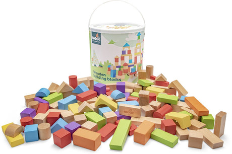 Woet ® houten bouwblokken set - 100-delige blokkendoos - educatief speelgoed - stimuleert creativiteit - vanaf 18 maanden