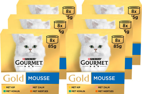 Gourmet Gold Mus - mokra karma dla kotów - kurczak łosoś nerki królika - 48 x 85 g