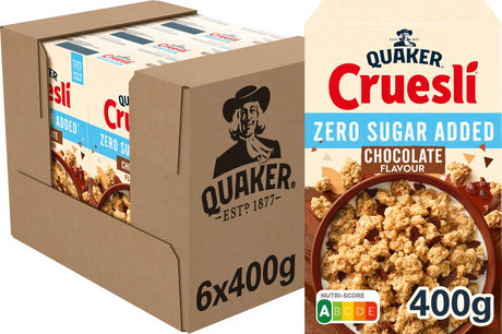 Quaker Cruesli Czekolada bez dodatku cukru - płatki śniadaniowe - 6 x 400 gramów