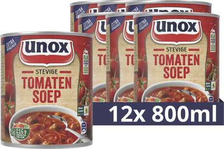 Zupa Unox w puszkach - pożywna zupa pomidorowa - z klopsikami, wermiszelem i dużą ilością warzyw - 12 x 800 ml