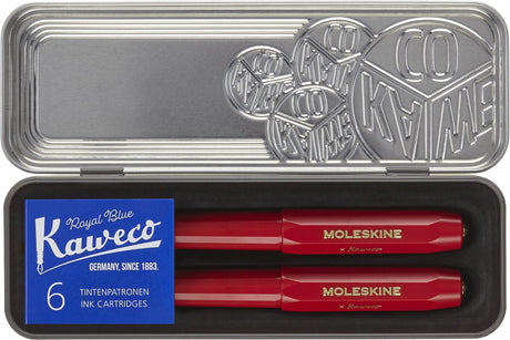 Zestaw długopisów Moleskine x Kaweco, pióro wieczne średni długopis 1,0mm, czerwony