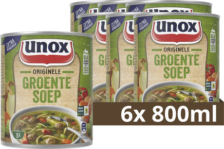 Zupa konserwowa Unox - oryginalna zupa jarzynowa - przygotowana z kulek zupowych, makaronu i różnych rodzajów warzyw - 6 x 800 ml