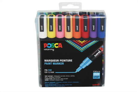 Markery Posca uni w standardowych kolorach - 16 markerów - żyłka szt. 3m 0,9-1,3 mm