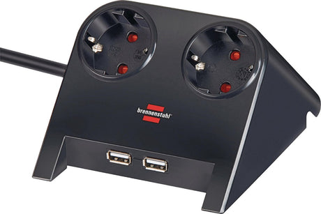 Brennerstuhl ładowarka biurkowa USB 2 złącze ładowania USB 2100 mA 2x czarny polerowany 1,8 m h05vv-f 3g1,5