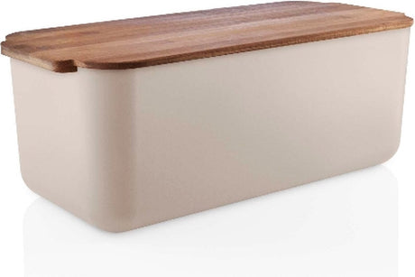 Pojemnik na chleb Eva solo z pokrywką, kolor piaskowy, plastik, bambus, 42 x 19 x 16 cm -