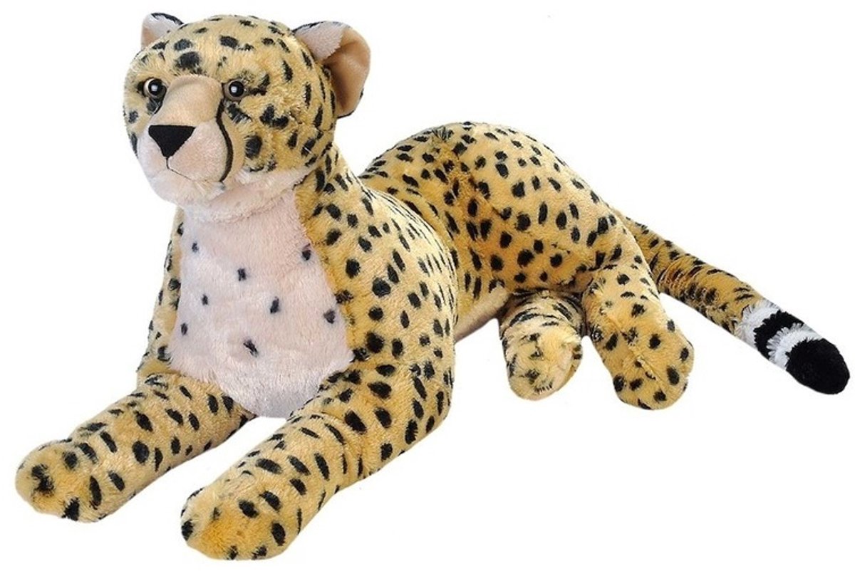 Wild republic knuffel cheetah junior 70 cm pluche beige geel