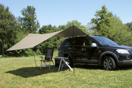 plandeka Carside 3,6 x 3,5 m poliester stal brązowa 6-częściowa