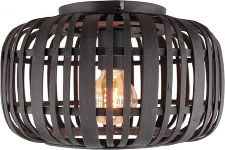 Brilliant woodrow - lampa sufitowa - e27 max 1x40w - czarne drewno
