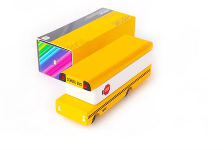 Candylab Toys Candycar World: autobus szkolny (t548) 13,3x4,1x4,6cm, odlew drewniany, w pudełku upominkowym, 3+
