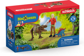 Dinozaur Schleich - atak tyranozaura rex - zabawka dinozaura - zestaw figurek - zabawki dla dzieci dla chłopców i dziewcząt - od 5 do 12 lat - 4 części