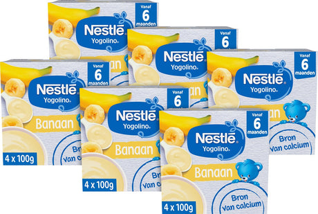 Nestlé Yogolino banan - deser dla dzieci - przekąski dla niemowląt - 6+ miesięcy - 6 sztuk 4x100g (24 porcje)