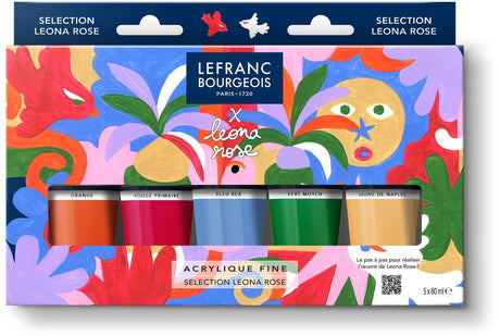Lefranc bourgeois 302075 delikatny zestaw akrylowy „Leona Rose” 5×80 ml | zestaw farb akrylowych dla artystów
