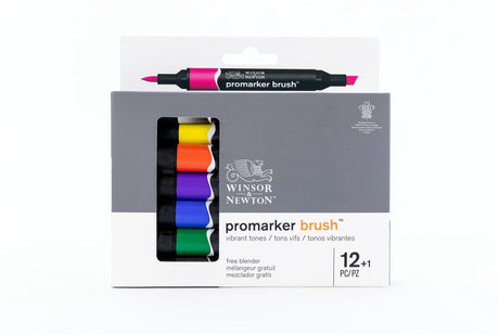 Winsor Newton 0290145 ProMarker Brush 12 Vibrant Tones Set | profesjonalne znaczniki układu markerów alkoholowych