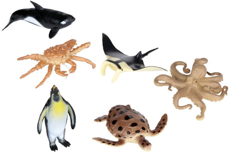 Eddy Toys Zestaw zwierząt oceanicznych - zestaw figurek ze zwierzętami morskimi - plastikowy - wielokolorowy - odpowiedni dla chłopców i dziewcząt od 3 lat - w tym 6 figurek, takich jak orka i żółw